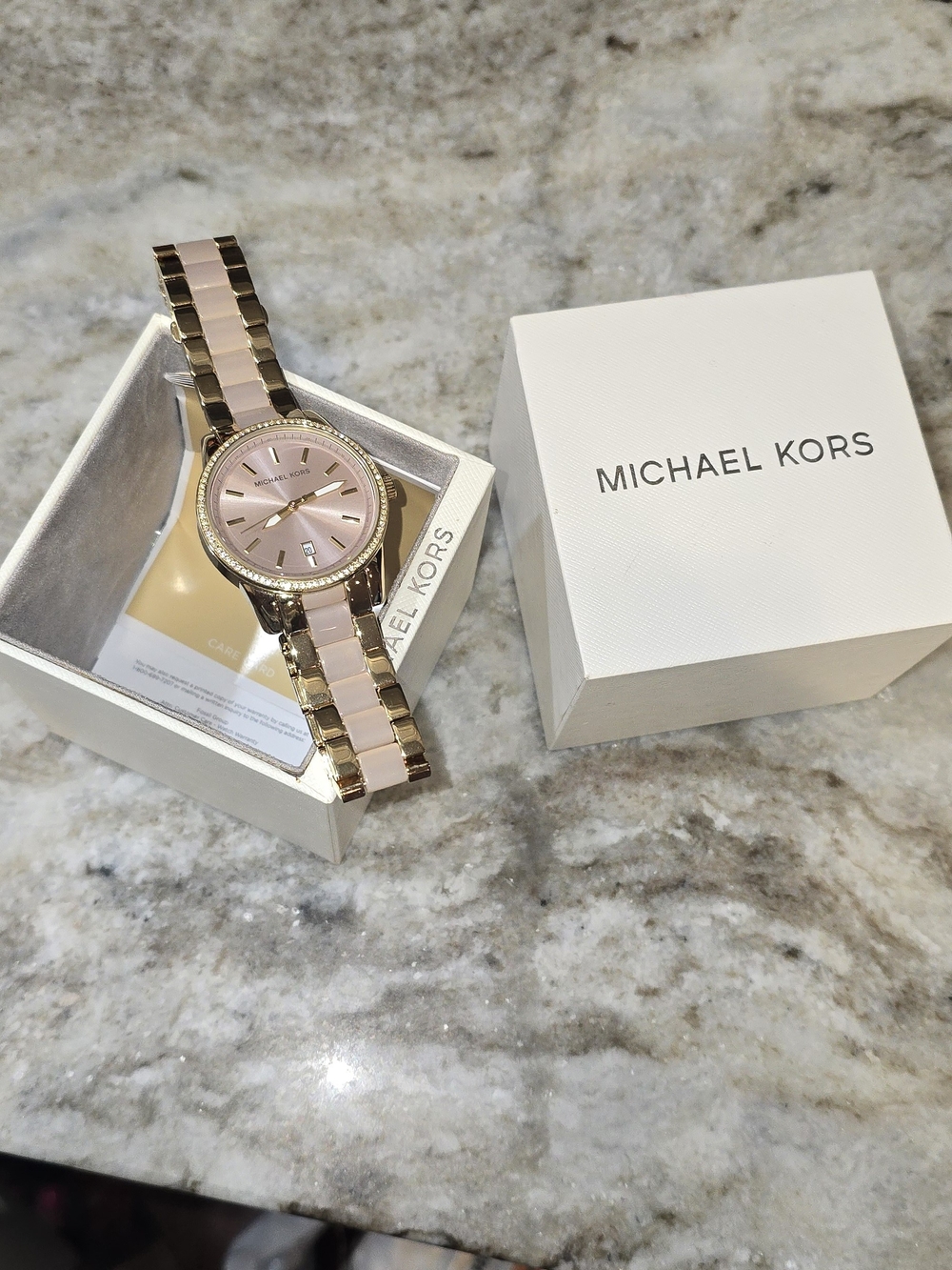 Michael Kors Rose Pink and Gold Tone Bracelet Watch NWT